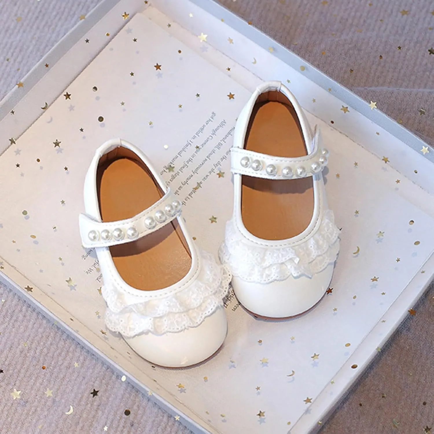Girls Leather Lace Sandals Beaded Strap Closed Toe Mary Jane Shoes Toddler Kids Wedding Birthday Low Heel Sandals