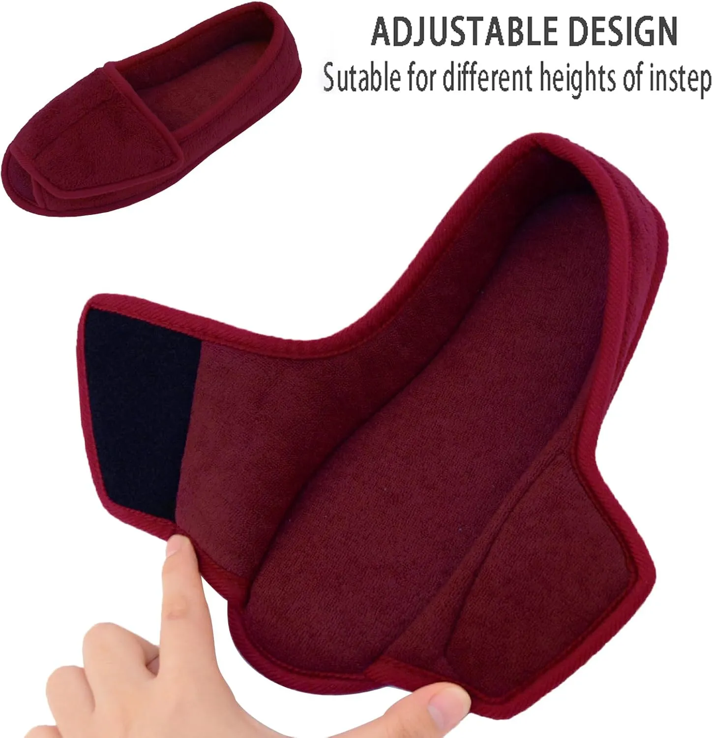 Git-up Women Diabetic Slippers/W Arthritis Edema Adjustable Closure Memory Foam House Shoes Open Toe Extra Wide