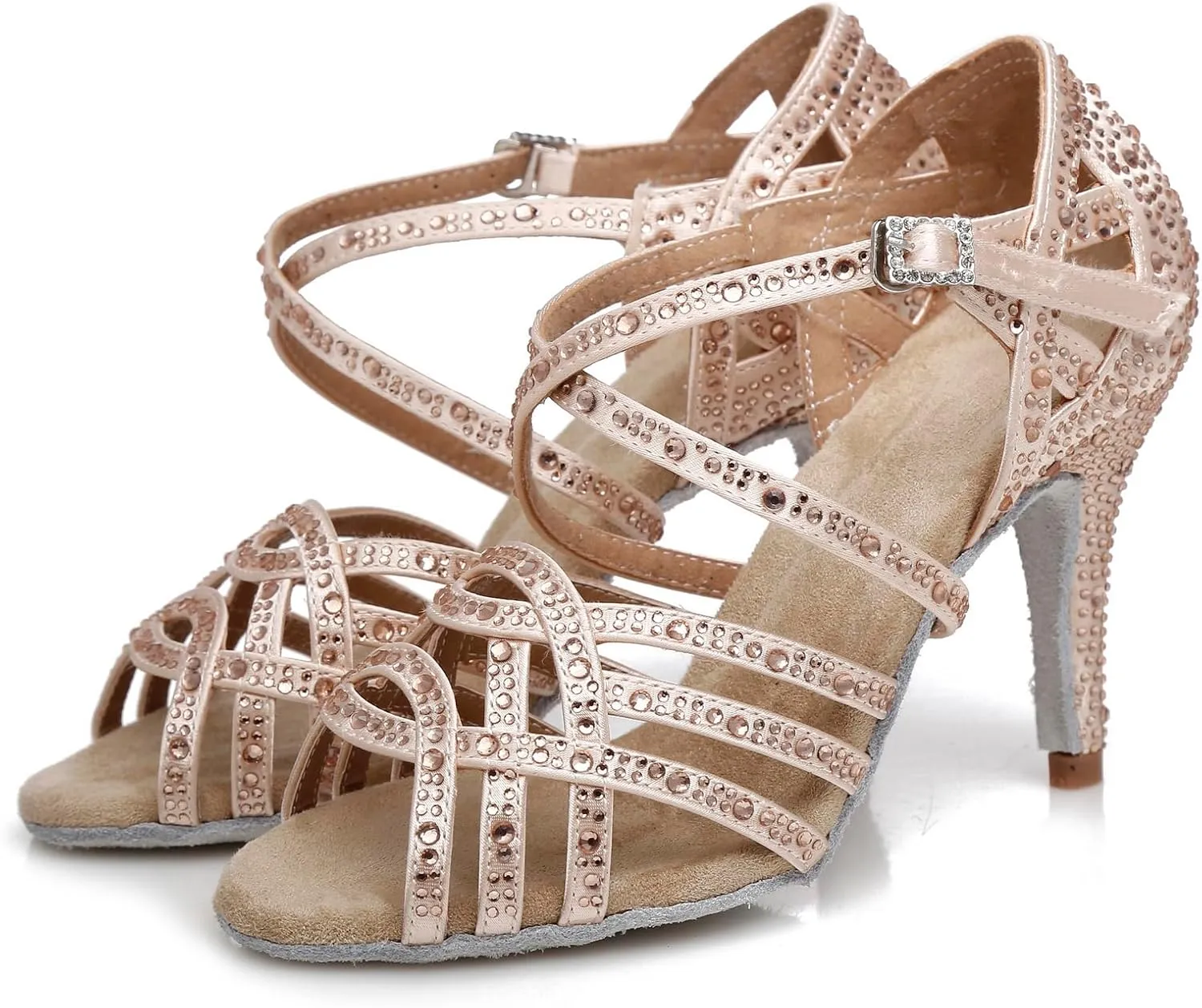 Glitter Dance Shoes for Women Rhinestones Bridal Wedding Formal Sandals