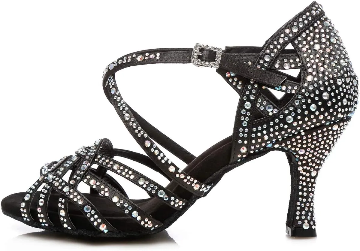 Glitter Dance Shoes for Women Rhinestones Bridal Wedding Formal Sandals