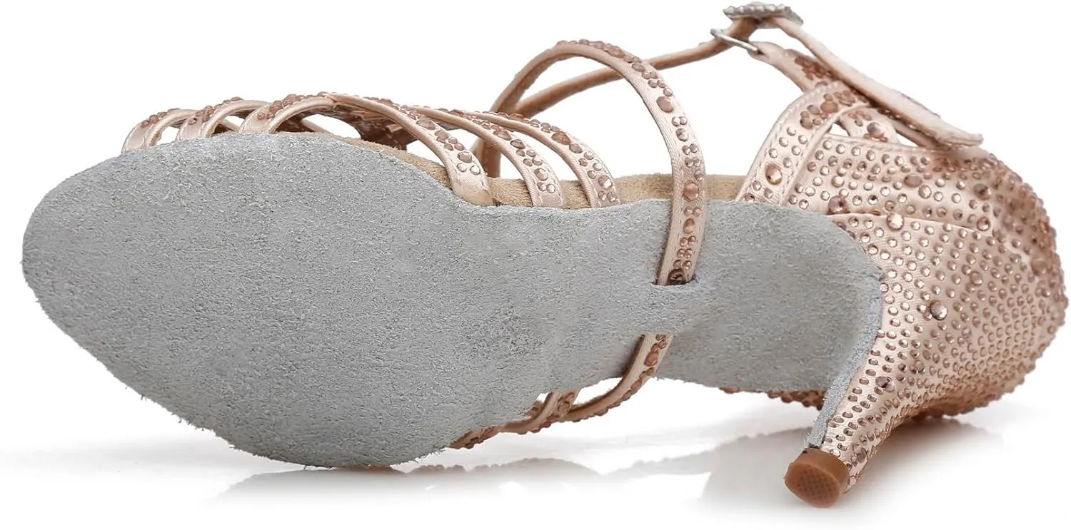 Glitter Dance Shoes for Women Rhinestones Bridal Wedding Formal Sandals