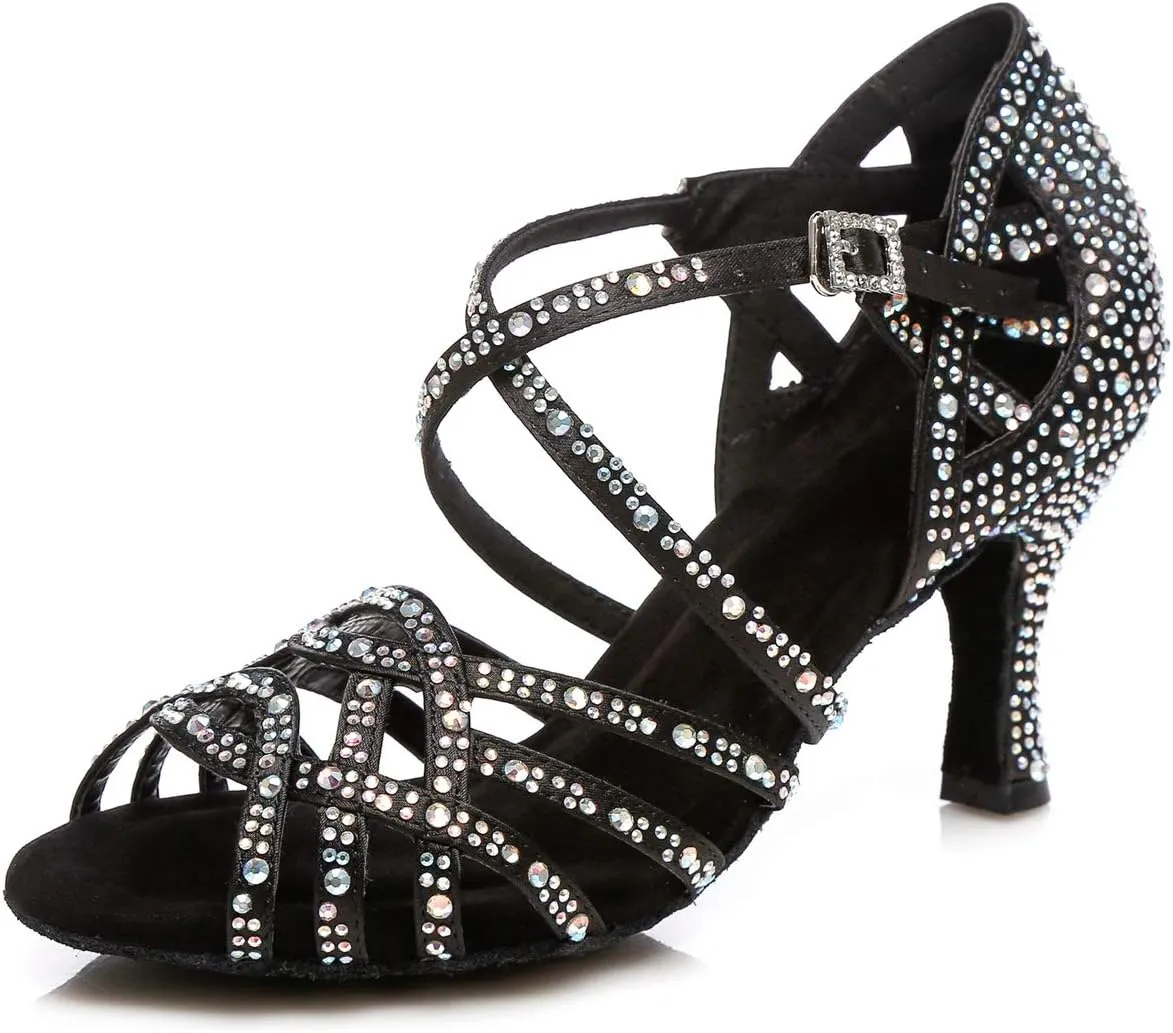 Glitter Dance Shoes for Women Rhinestones Bridal Wedding Formal Sandals