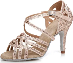 Glitter Dance Shoes for Women Rhinestones Bridal Wedding Formal Sandals