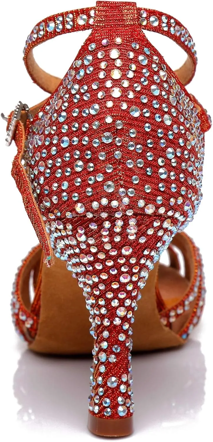 Glitter Dance Shoes for Women Rhinestones Bridal Wedding Formal Sandals