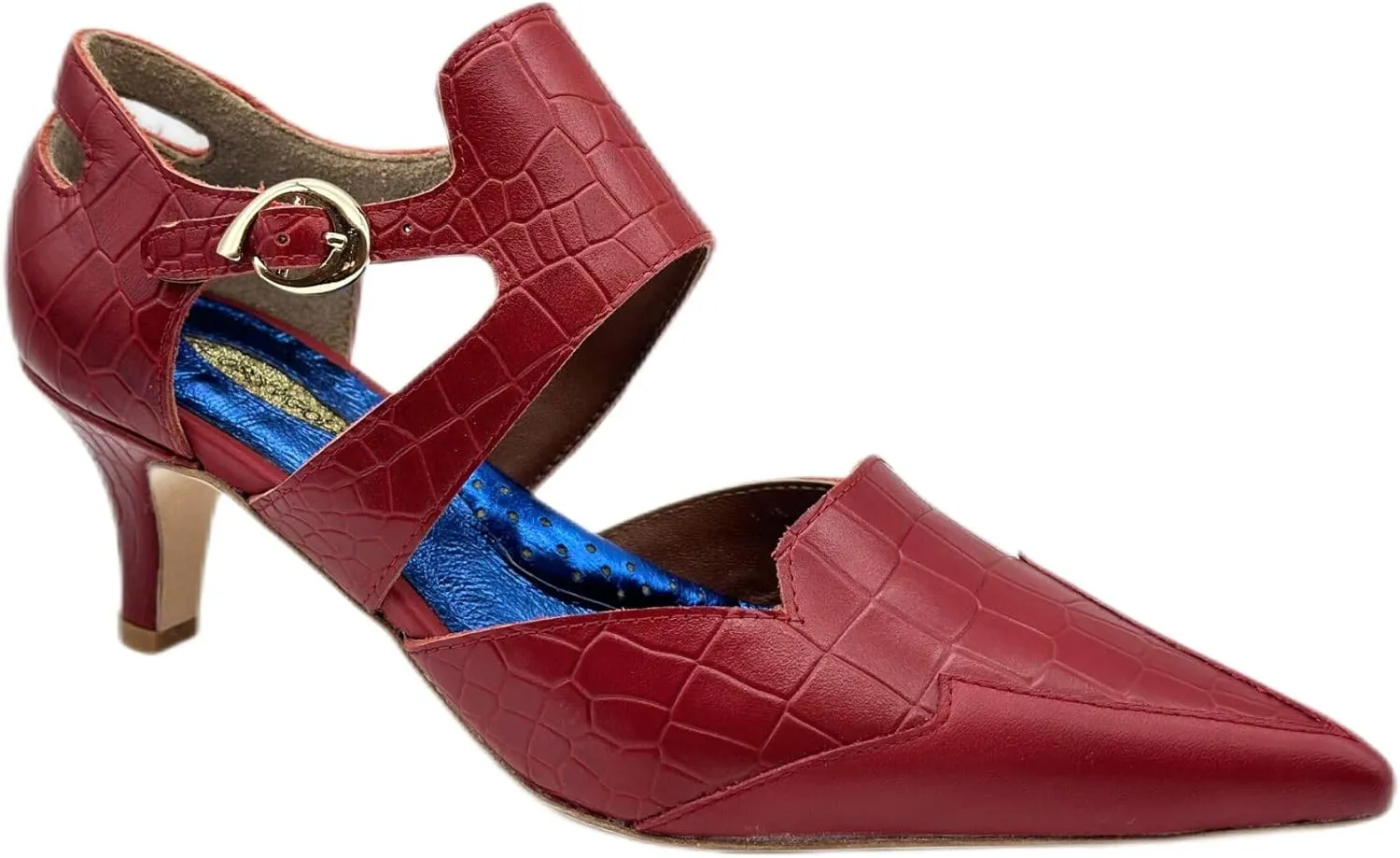 GLORY GOLD Spectacular Petite Crocodile Embossed Leather Women's Pump Shoes 2 Inch Heel