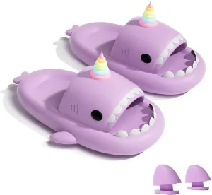 Glow in The Dark Shark Slides Sandals, Super Soft Eco-Friendly EVA Material Comfortable Shoes for Women and Men Indoors & Outdoors