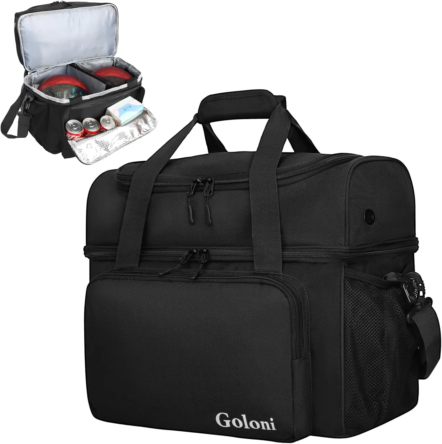 Goloni Bowling Ball Bag 2 Ball, Two Ball Bowling Bag with Padded Ball Holder