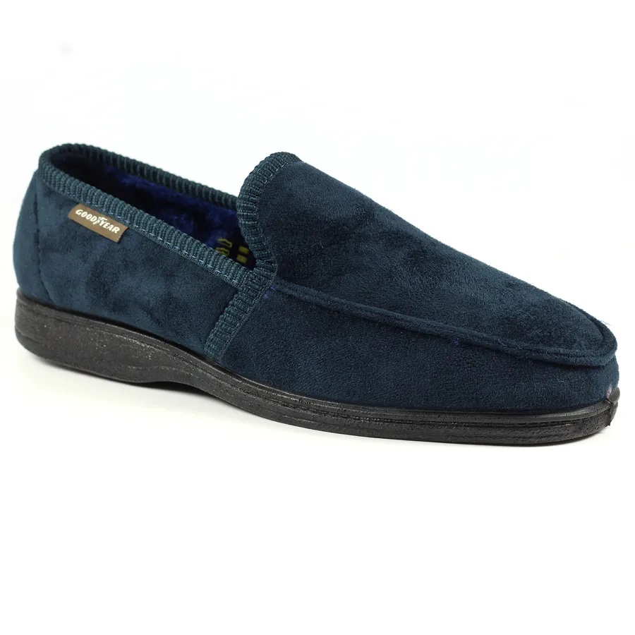 Goodyear Mens Navy Memory Foam Slippers EDEN