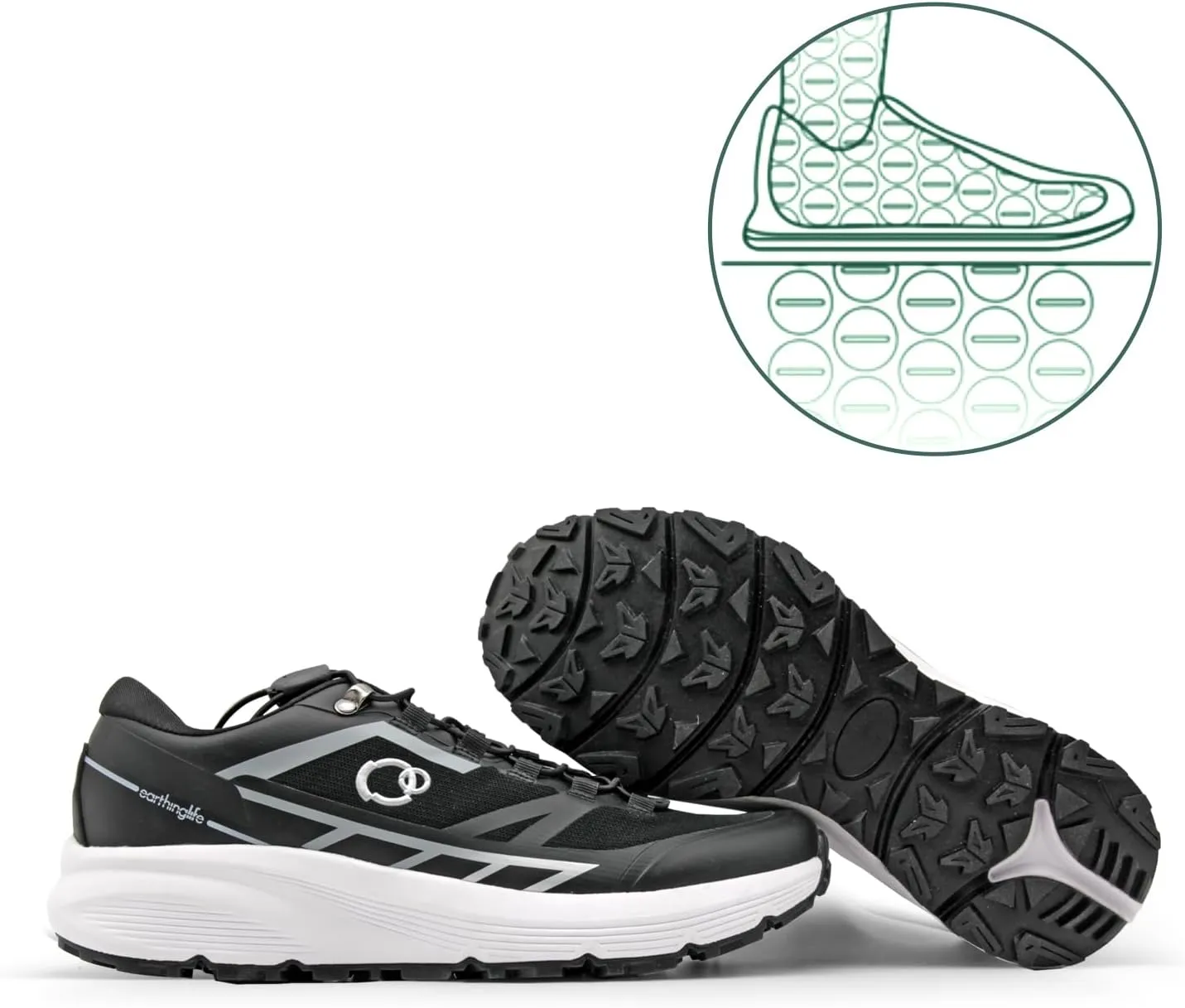 grounding Trail Running Shoe for Men Connect to Earth for natual Healing, Waterproof Hiking Shoes Anti-Slip Rubber Outsole for Walking