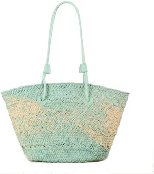 GRPKSSIB Women Straw Tote Bag Summer Beach Bags Luxury Handmade Shoulder Bag Woven Basket Handbags Large Straw Purses