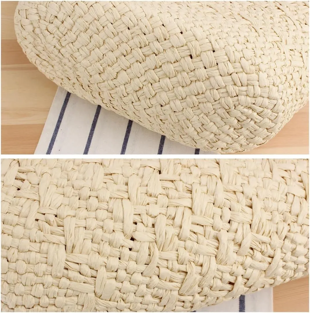 GRPKSSIB Women Straw Tote Bag Summer Beach Bags Luxury Handmade Shoulder Bag Woven Basket Handbags Large Straw Purses