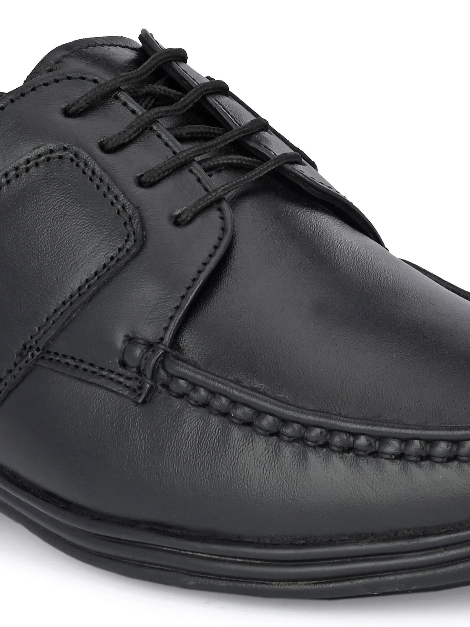 Guava Men's Black Genuine Leather Derby Lace Up Formal Shoes (GV15JA803)