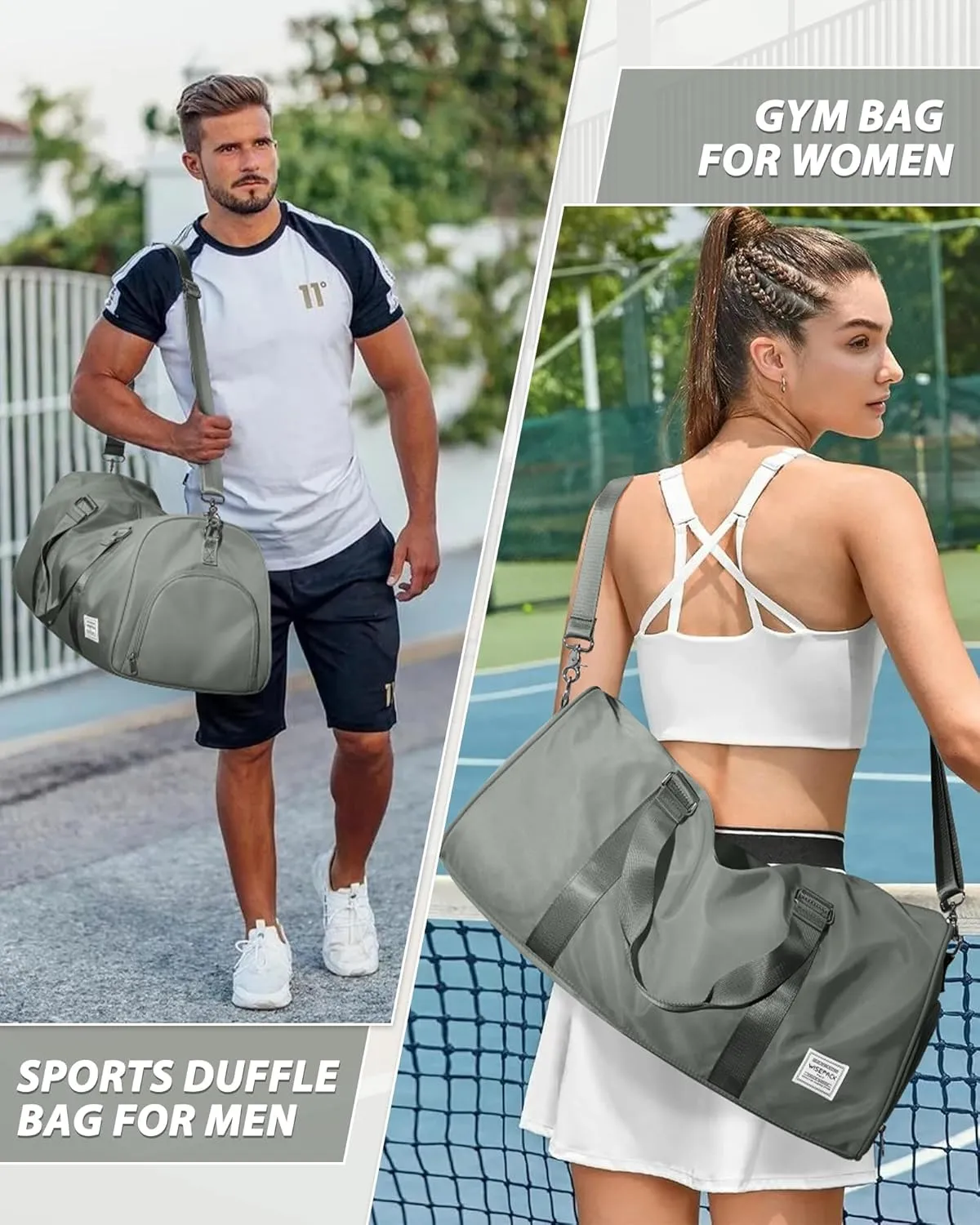 Gym Bag for Men Women with Shoe Compartment,Small Travel Duffle Bags for Traveling Overnight Weekender Personal Item Travel Bag Large Sport Workout Bag Dark Green