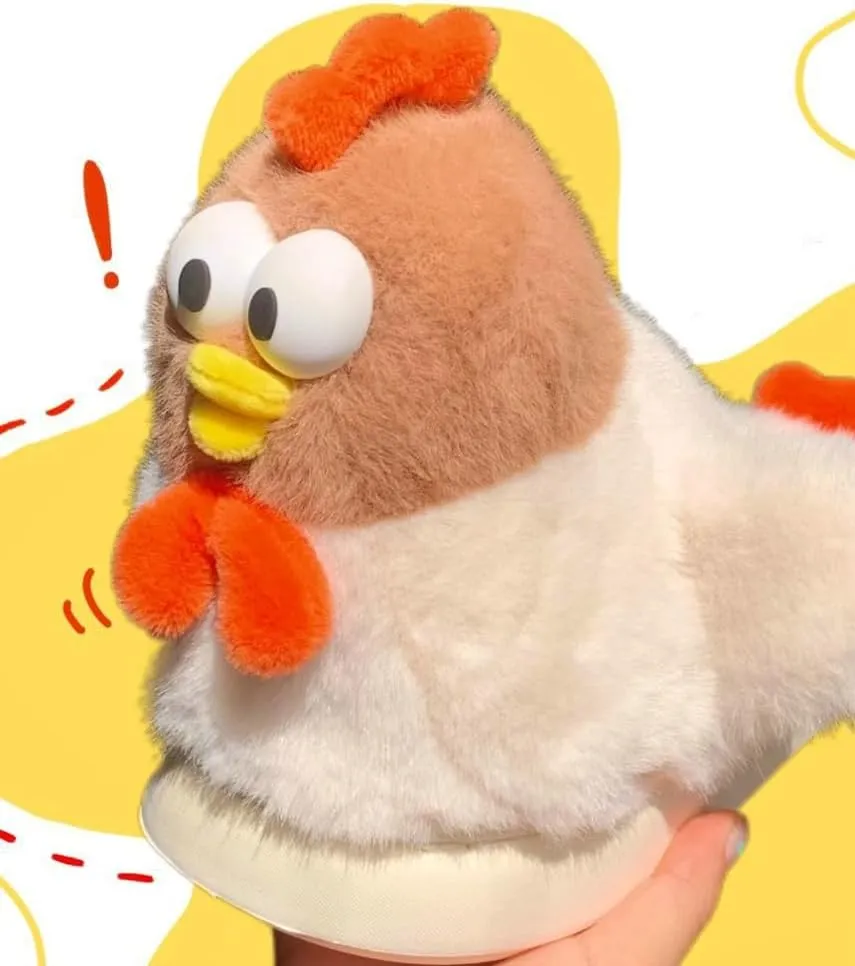 Halemet Cute Chicken Slippers for Women Cartoon Animal Slippers for Women Cozy Plush Non-Slip House Slippers Indoor Outdoor