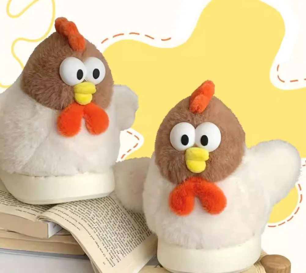 Halemet Cute Chicken Slippers for Women Cartoon Animal Slippers for Women Cozy Plush Non-Slip House Slippers Indoor Outdoor