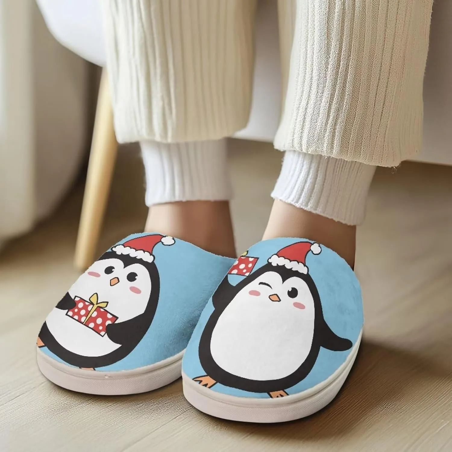Halloween Christmas Designs Cotton Slippers for Women and Men Soft Warm Non-Slip House Slippers Travel Slippers