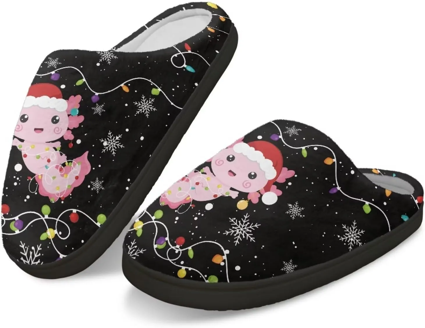 Halloween Christmas Designs Cotton Slippers for Women and Men Soft Warm Non-Slip House Slippers Travel Slippers