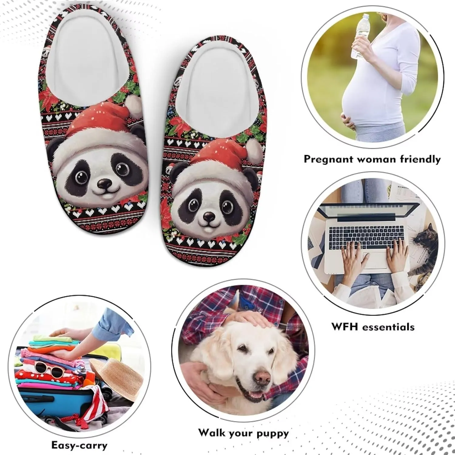 Halloween Christmas Designs Cotton Slippers for Women and Men Soft Warm Non-Slip House Slippers Travel Slippers