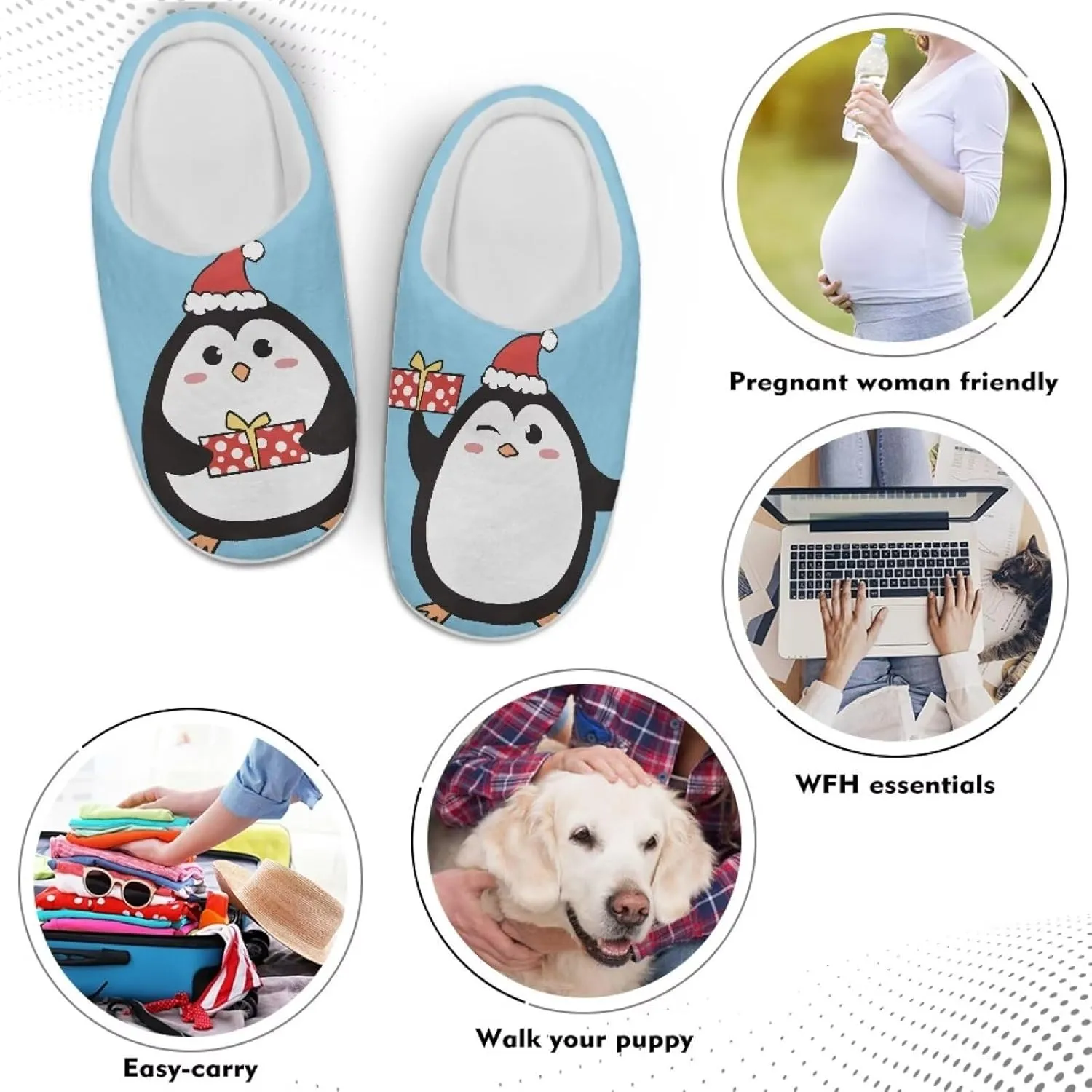 Halloween Christmas Designs Cotton Slippers for Women and Men Soft Warm Non-Slip House Slippers Travel Slippers