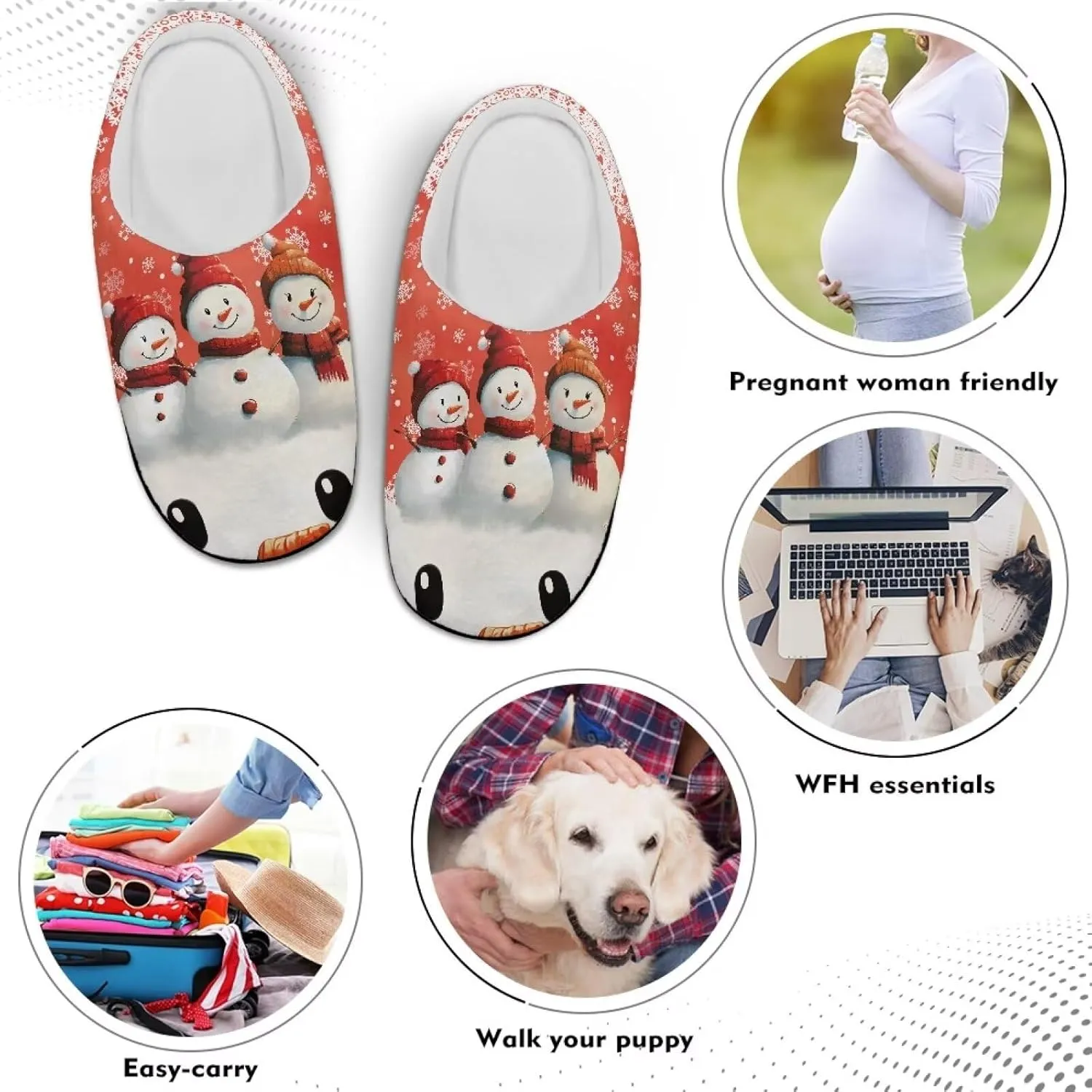Halloween Christmas Designs Cotton Slippers for Women and Men Soft Warm Non-Slip House Slippers Travel Slippers