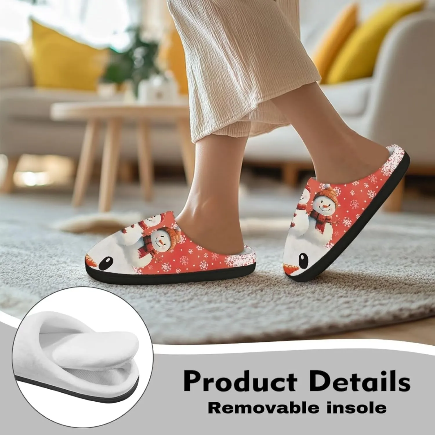 Halloween Christmas Designs Cotton Slippers for Women and Men Soft Warm Non-Slip House Slippers Travel Slippers