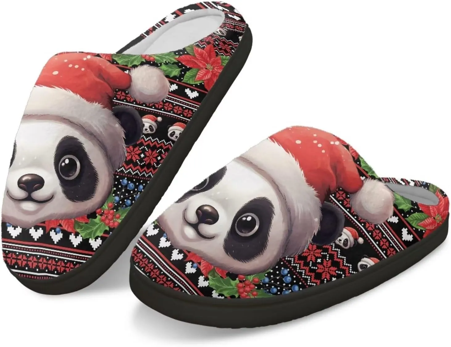 Halloween Christmas Designs Cotton Slippers for Women and Men Soft Warm Non-Slip House Slippers Travel Slippers