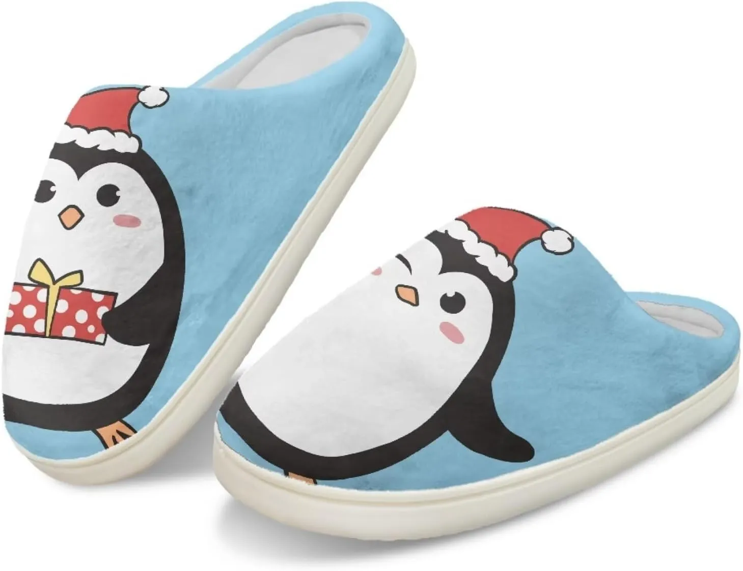 Halloween Christmas Designs Cotton Slippers for Women and Men Soft Warm Non-Slip House Slippers Travel Slippers