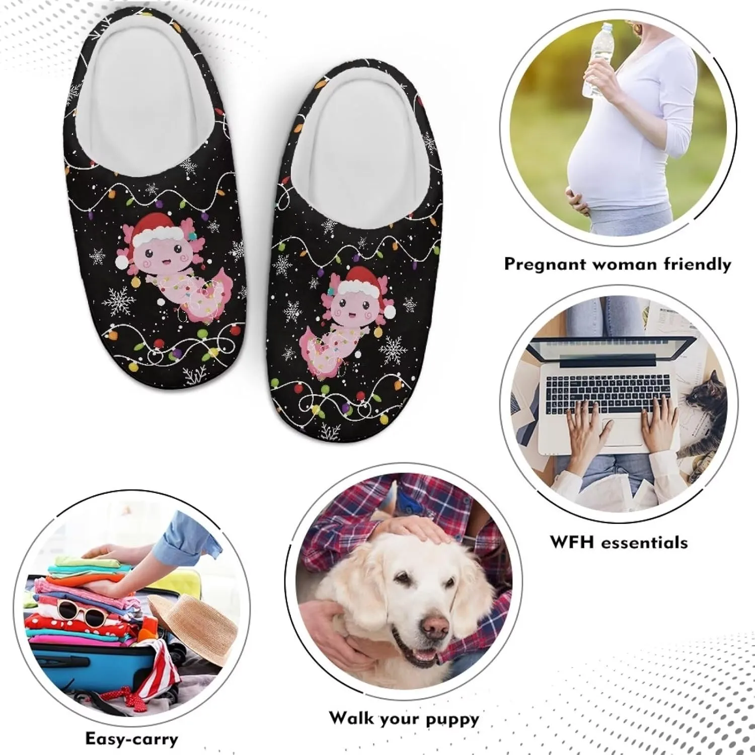 Halloween Christmas Designs Cotton Slippers for Women and Men Soft Warm Non-Slip House Slippers Travel Slippers