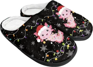 Halloween Christmas Designs Cotton Slippers for Women and Men Soft Warm Non-Slip House Slippers Travel Slippers