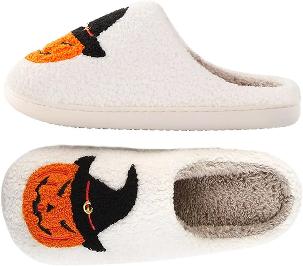 Halloween Comfy Pumpkin Slippers - Womens & Mens Memory Foam House Slippers