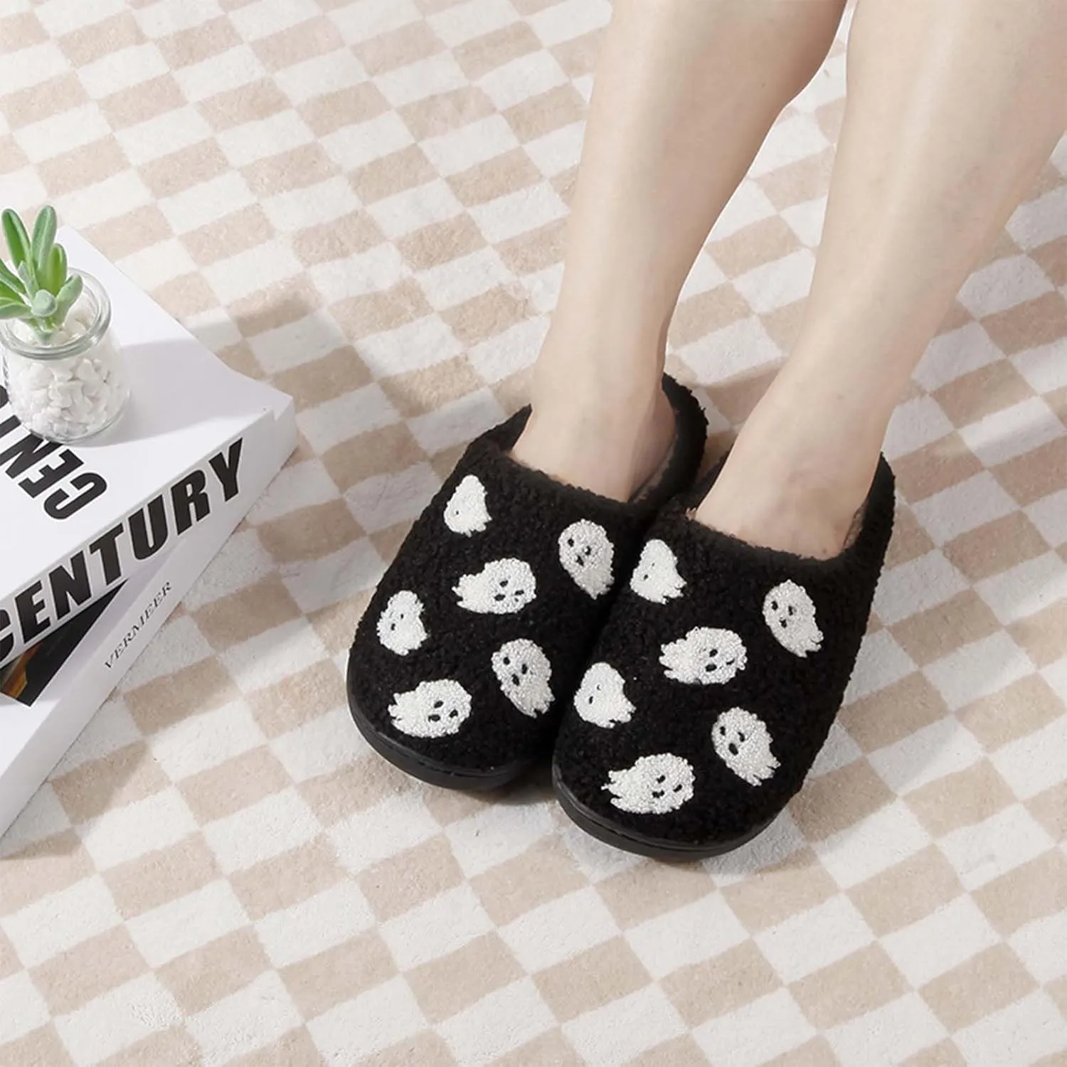 Halloween Comfy Pumpkin Slippers - Womens & Mens Memory Foam House Slippers