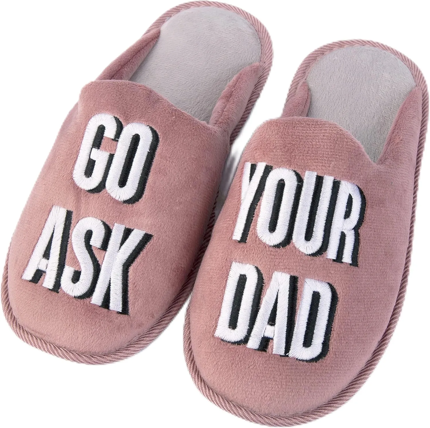 Handcraft Staycation NYC Ladies Funny Quote Scuff Slipper, Plush Non Slip House Slippers for Women, Comfy Soft Sole Bedroom Shoes
