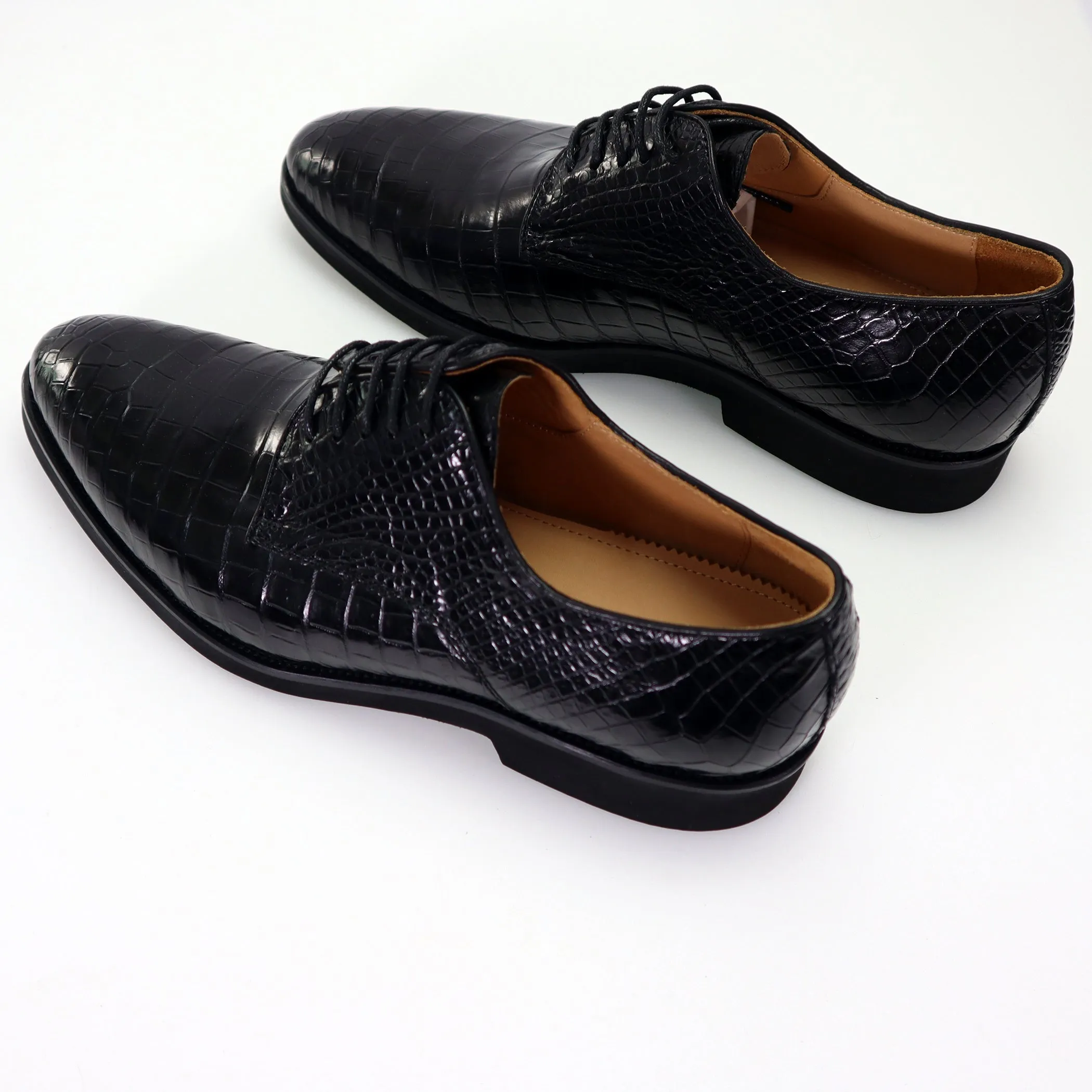 Handcrafted Alligator Derby Perforated Lace-Up Dress Shoes: Genuine Elegance and Luxury