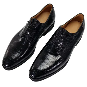 Handcrafted Alligator Derby Perforated Lace-Up Dress Shoes: Genuine Elegance and Luxury