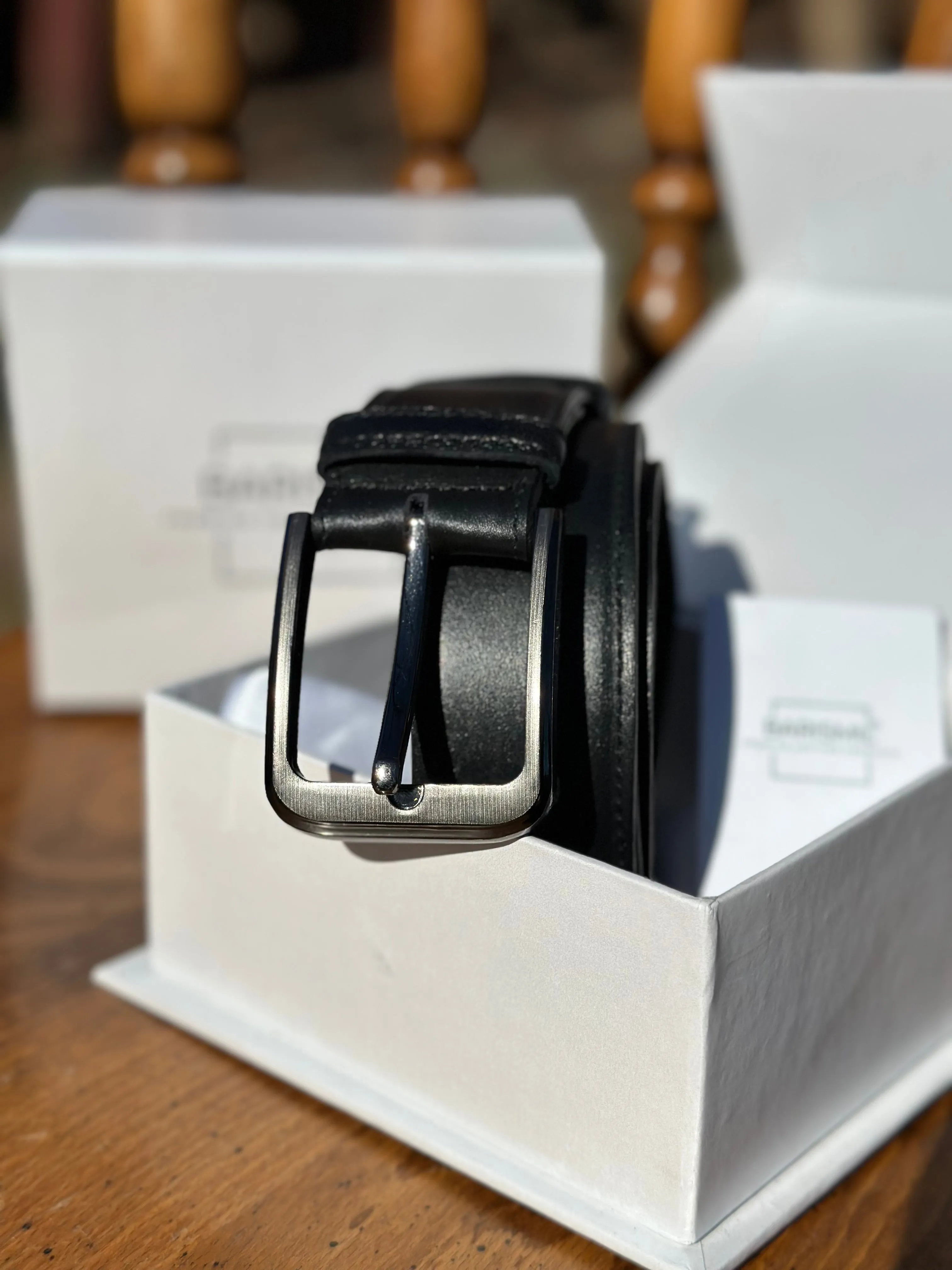 Handmade Black Leather Belt (Wide)