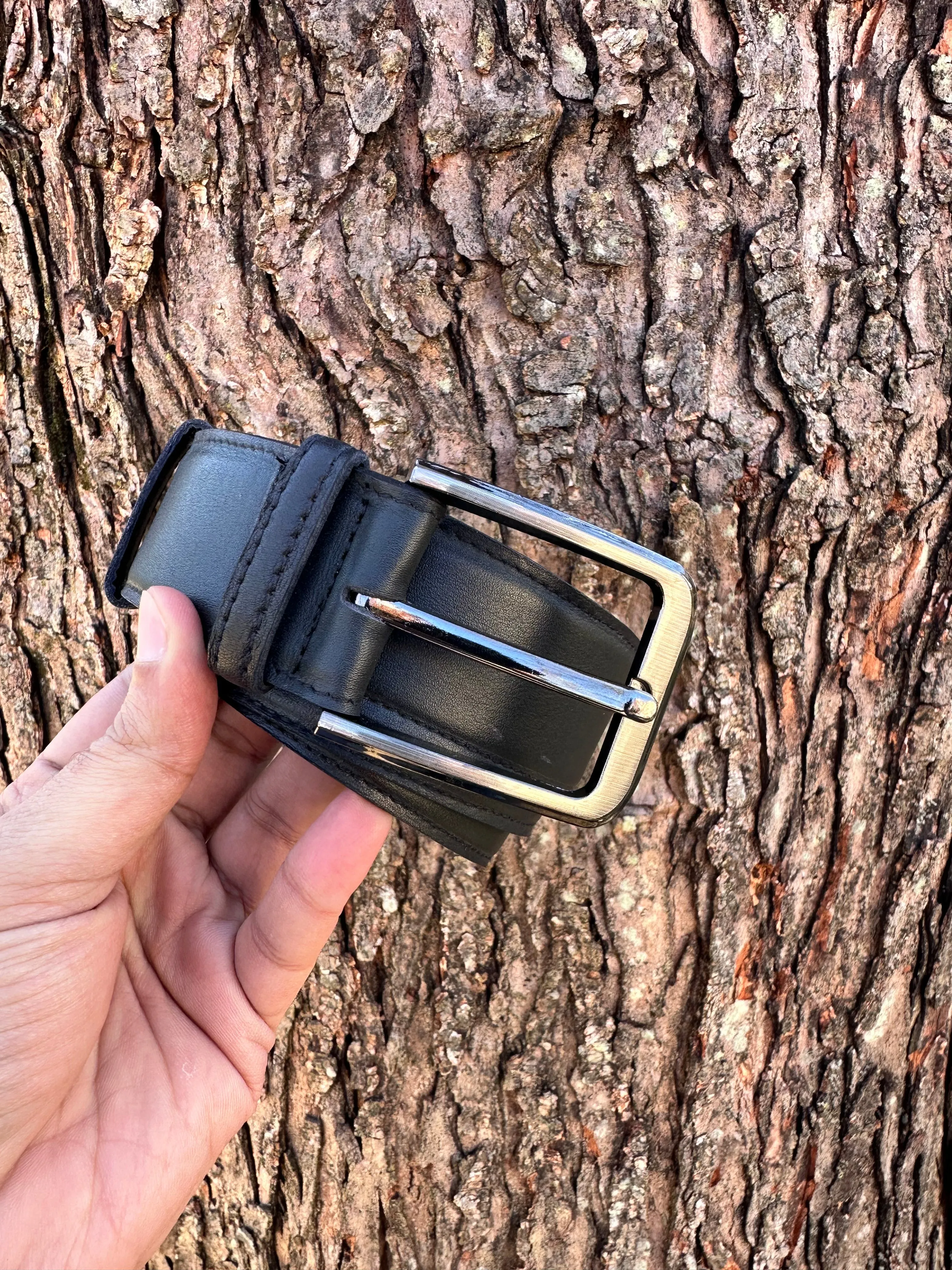 Handmade Black Leather Belt (Wide)