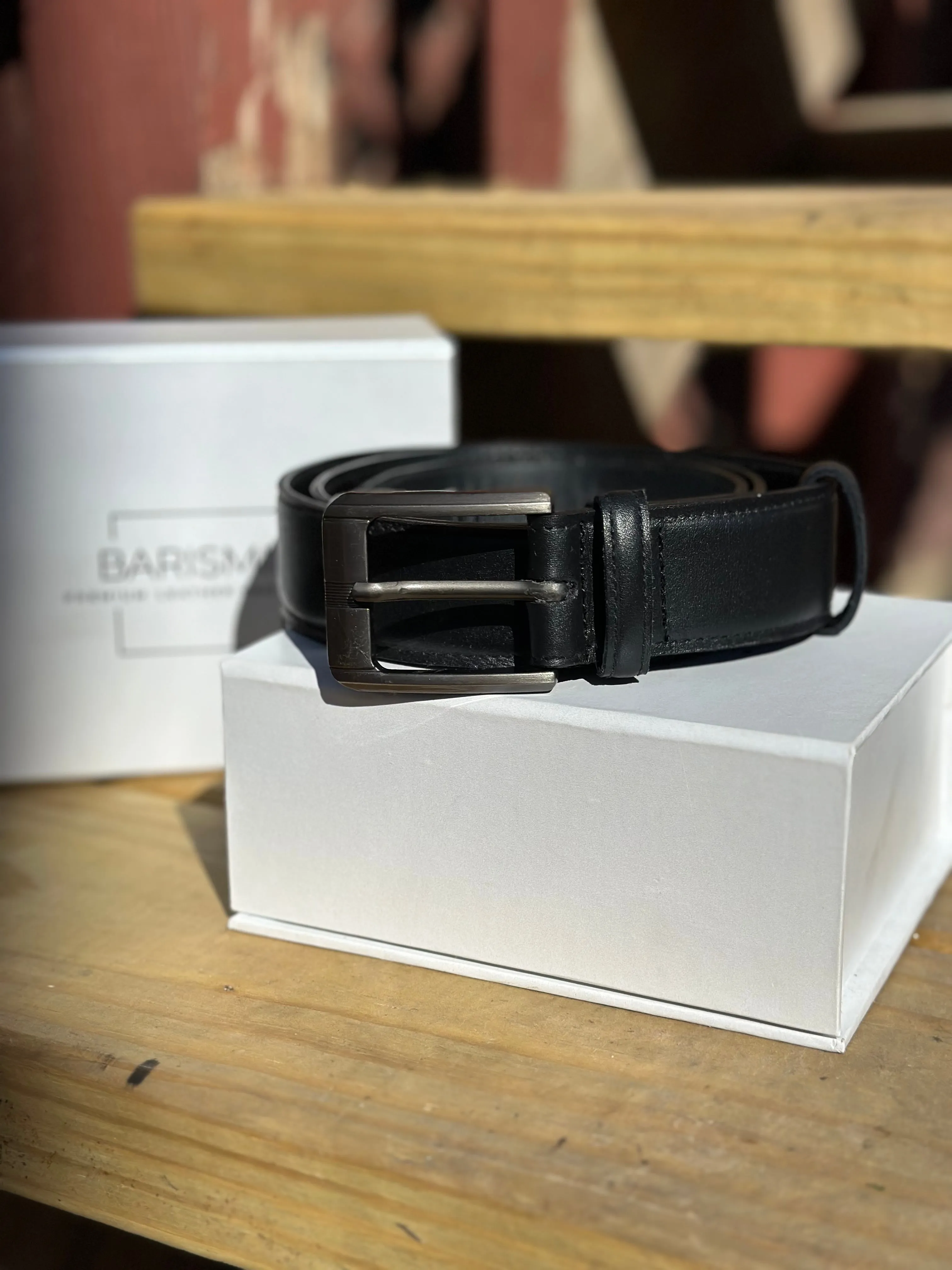 Handmade Black Leather Belt (Wide)