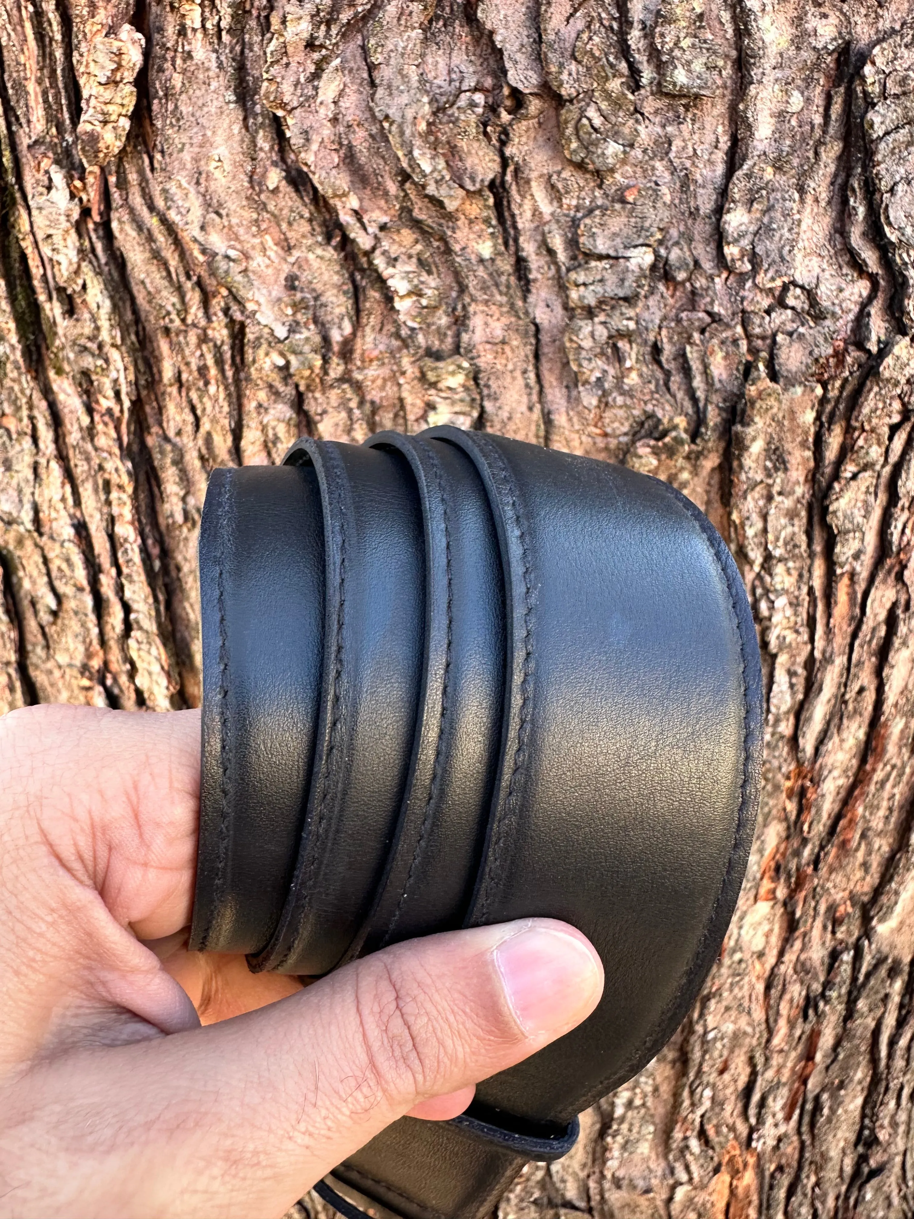 Handmade Black Leather Belt (Wide)