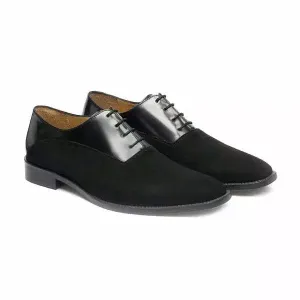 Handmade Black Suede and Leather Formal Dress Shoes, Office Shoes
