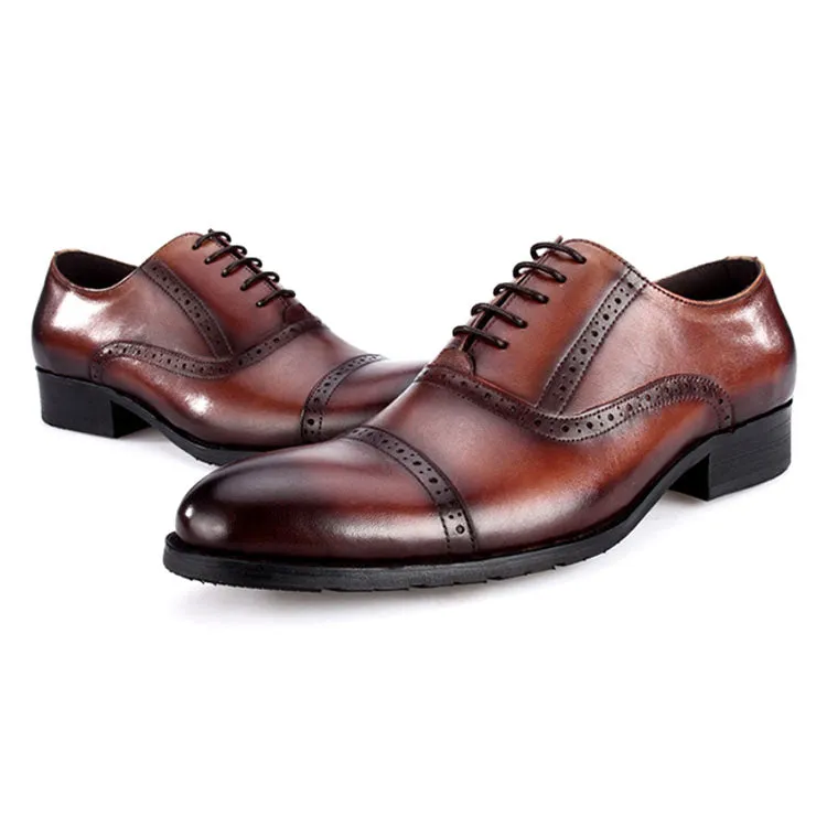 Handmade Brogue Cow Leather Oxford Dress Shoes