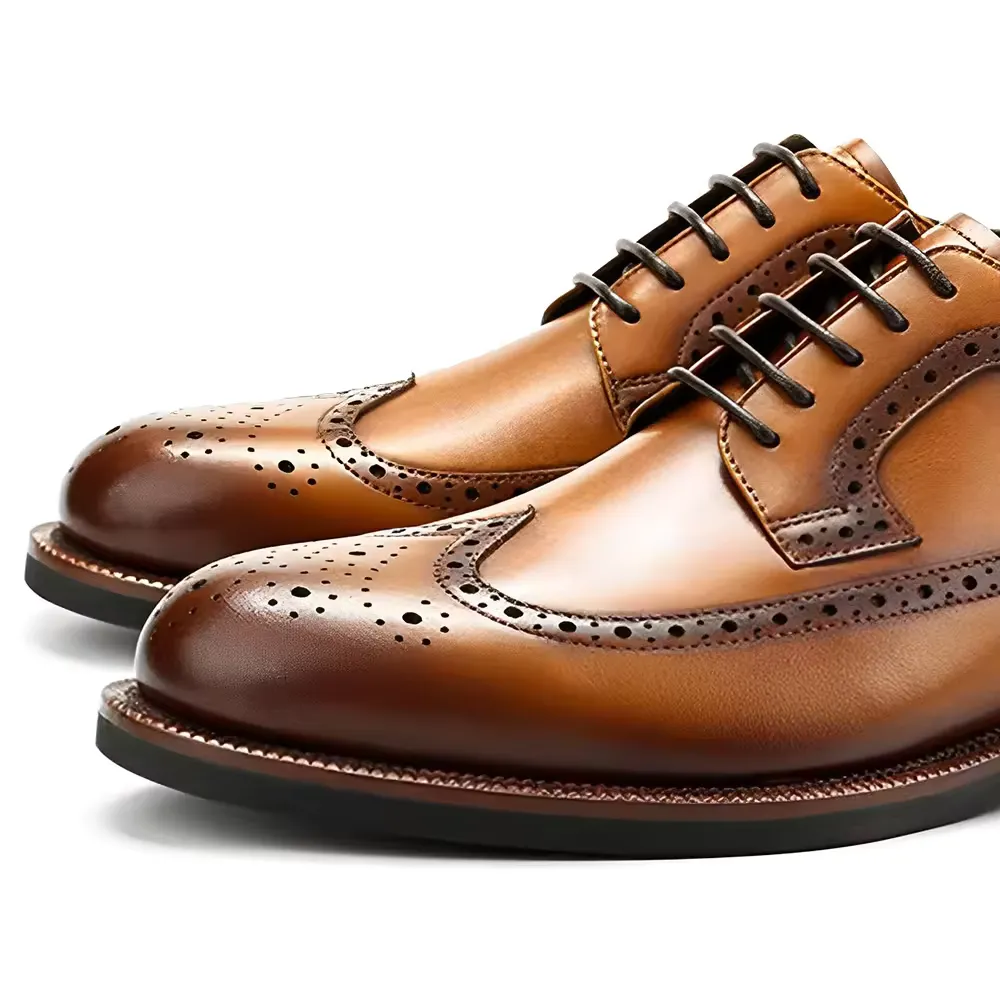 Handmade Leather Wingtip Oxford Dress Shoes