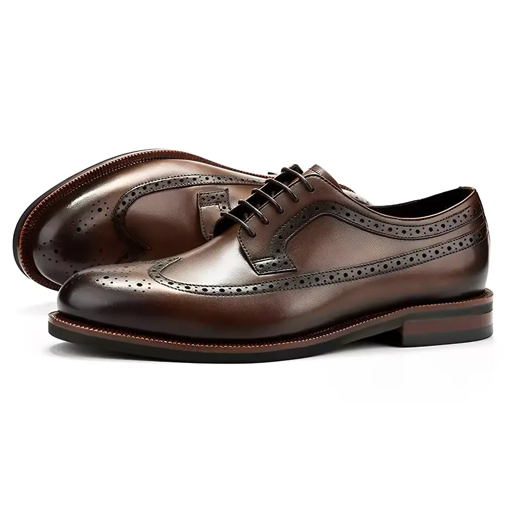 Handmade Leather Wingtip Oxford Dress Shoes