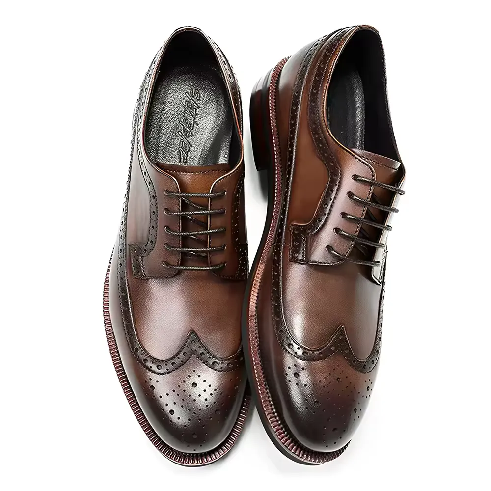 Handmade Leather Wingtip Oxford Dress Shoes