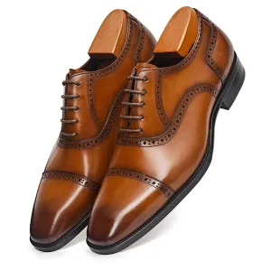 Handmade Tan Leather Formal Dress Shoes for Men