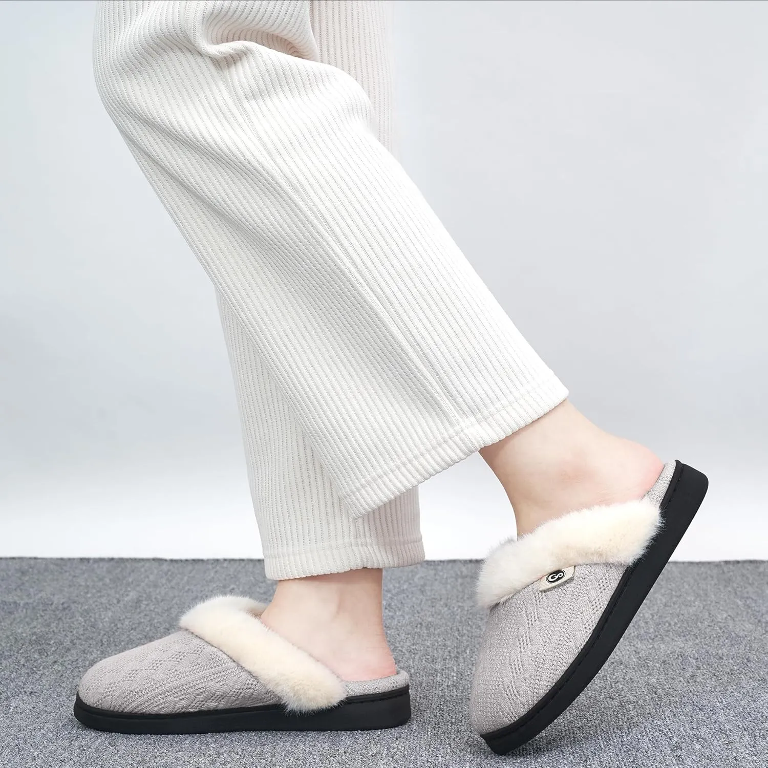 HARENCE Slippers for Women House Shoes: Warm Knit Comfy Fleece Lined Memory Foam Indoor Outdoor Soles