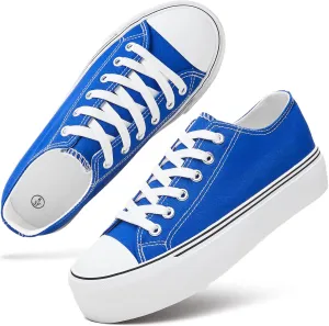 hash bubbie Platform Sneakers for Women White Platform Shoes Low Top Tennis Shoes Non Slip Black Fashion Canvas Sneakers