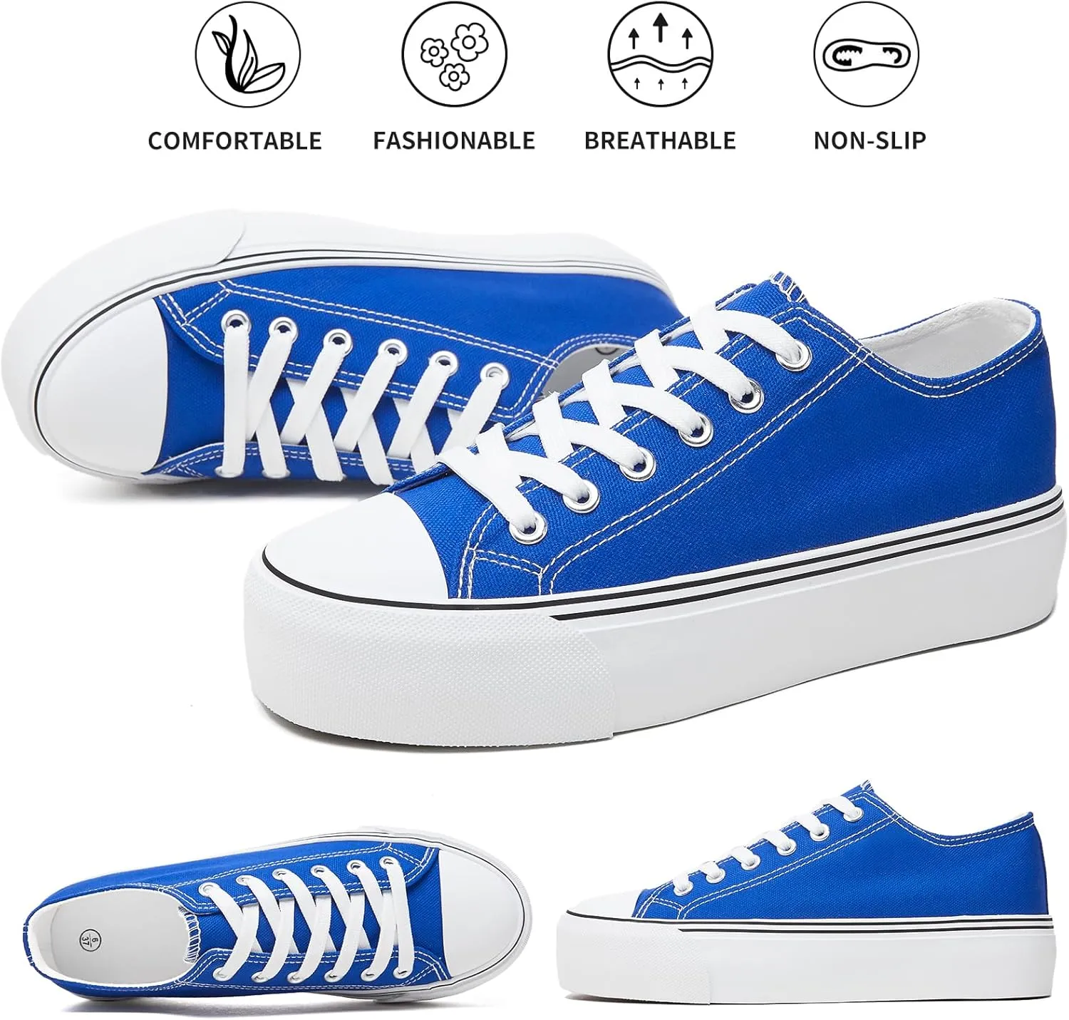 hash bubbie Platform Sneakers for Women White Platform Shoes Low Top Tennis Shoes Non Slip Black Fashion Canvas Sneakers