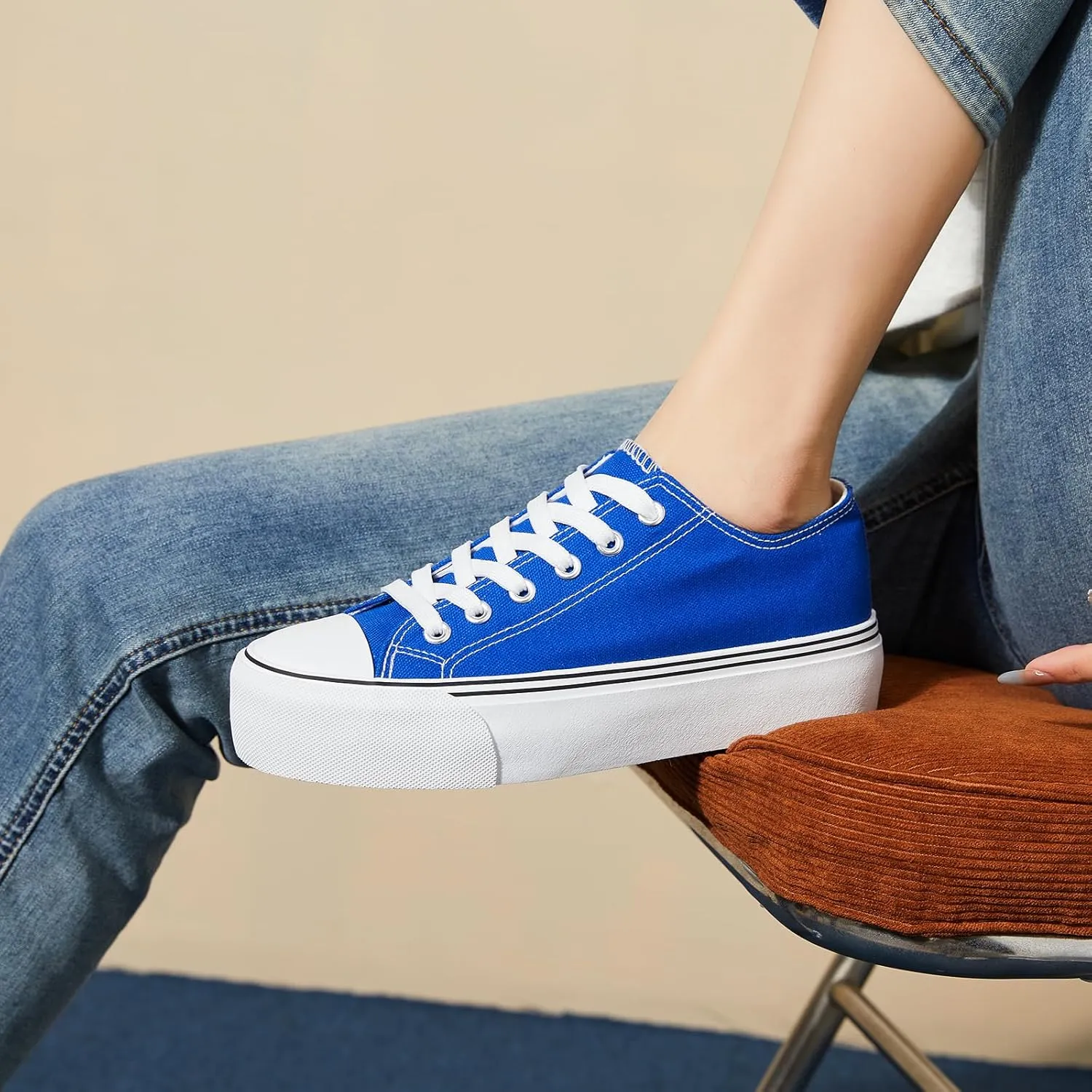 hash bubbie Platform Sneakers for Women White Platform Shoes Low Top Tennis Shoes Non Slip Black Fashion Canvas Sneakers