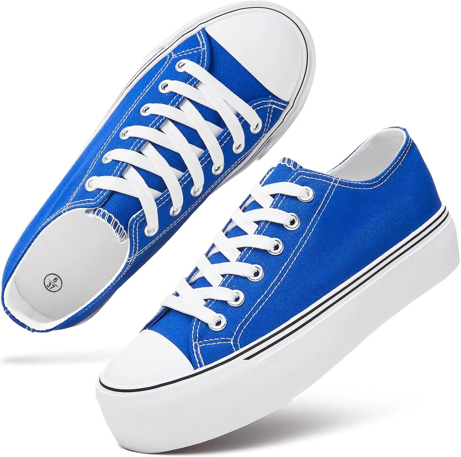 hash bubbie Platform Sneakers for Women White Platform Shoes Low Top Tennis Shoes Non Slip Black Fashion Canvas Sneakers