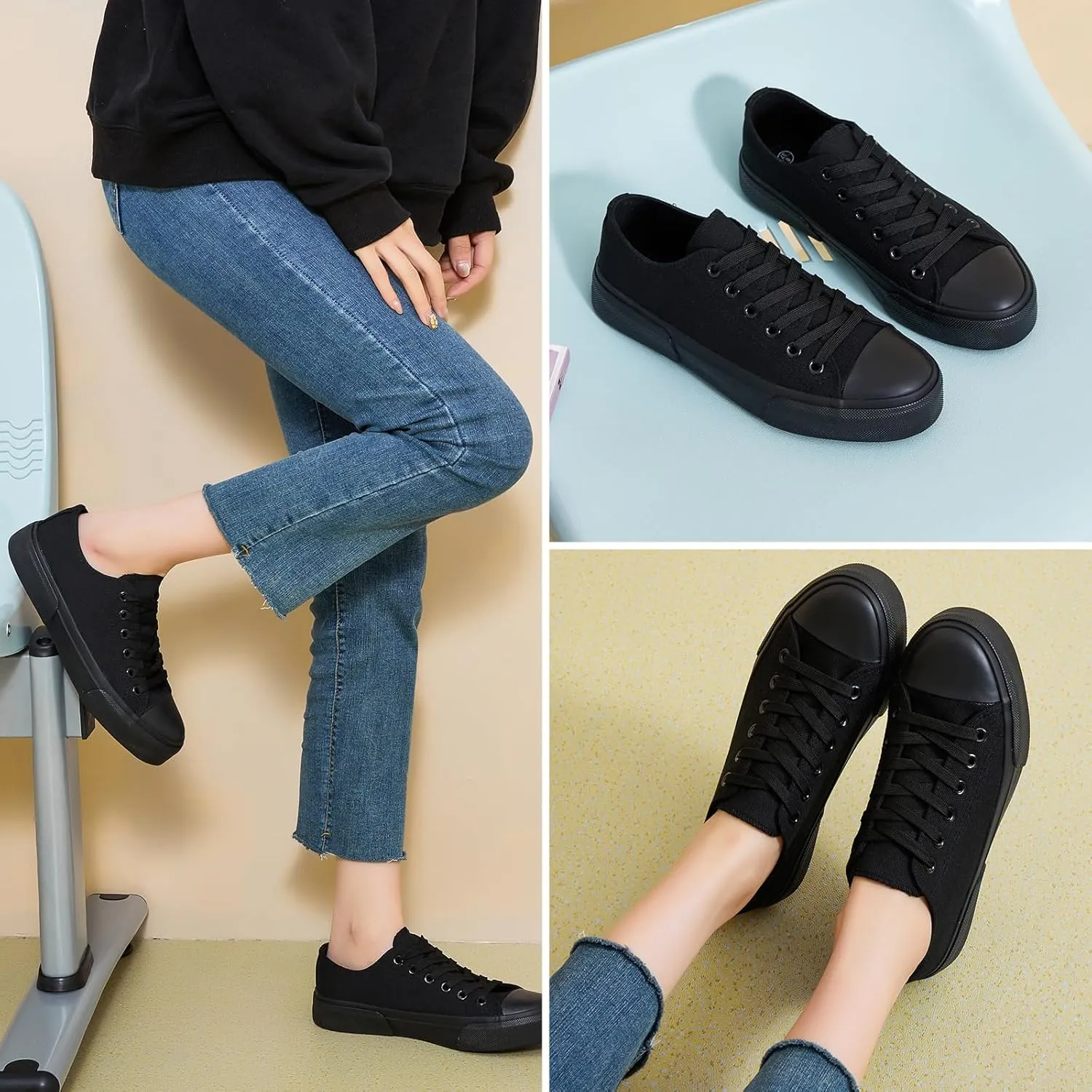 hash bubbie White Sneakers for Women Low Top Canvas Shoes Womens Canvas Sneakers Women's Fashion Sneakers Slip on Casual Tennis Shoes